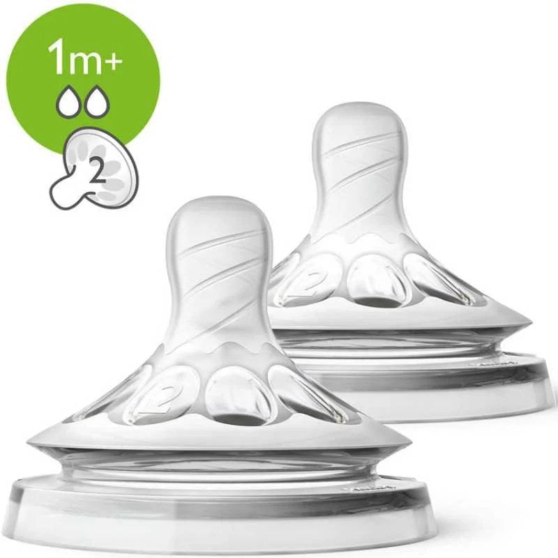 Lot 2 tétines Natural 2.0 débit lent 1M+ de Philips AVENT