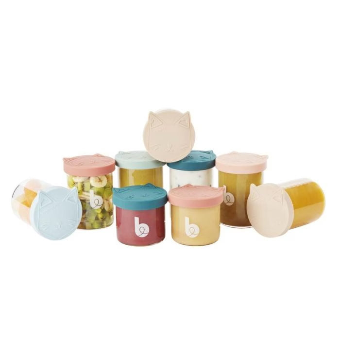 Babymoov Lot de 9 pots de conservation en Verre – 6 x 250 ml et 3 x 120 ml