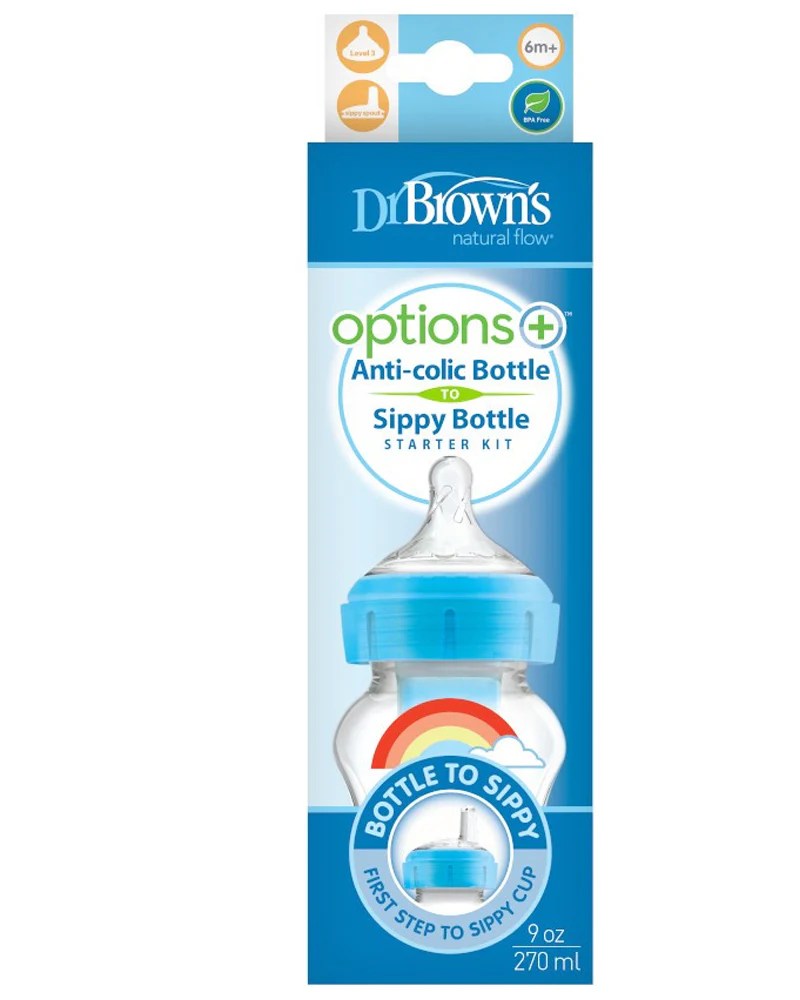 Dr. Brown’s Biberon 270ml Cole large Bleu 6M+