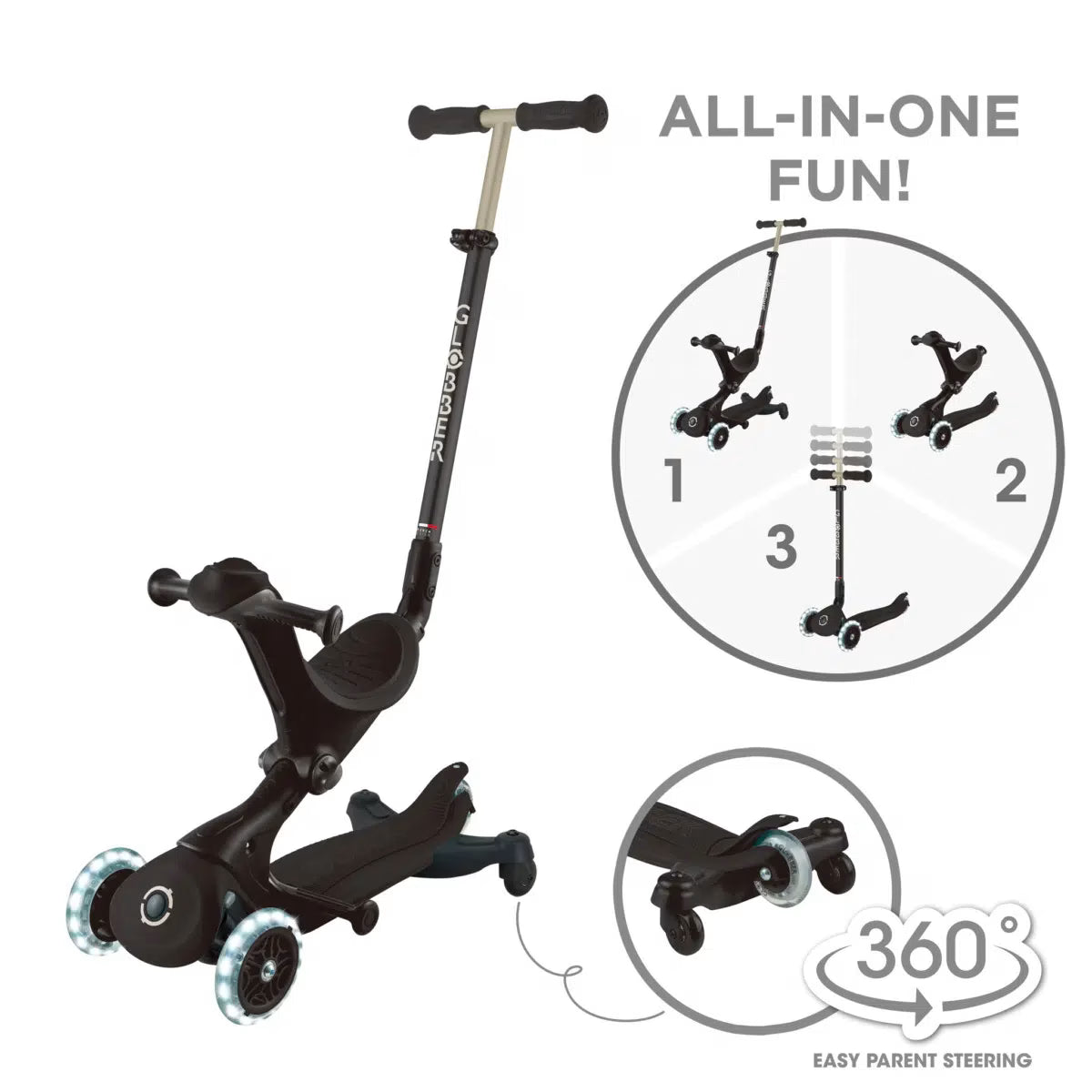 Trottinette Évolutive GO•UP DELUXE LIGHTS 360° avec Siège