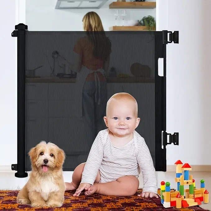 Barrière de Sécurité Rétractable pour Bébé 0-140 cm