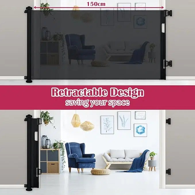 Barrière de Sécurité Rétractable pour Bébé 0-140 cm