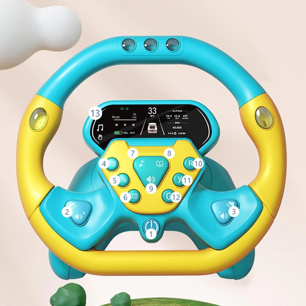 Volant de Voiture Éducatif Musical 360° pour Bébé et Enfant – Vert