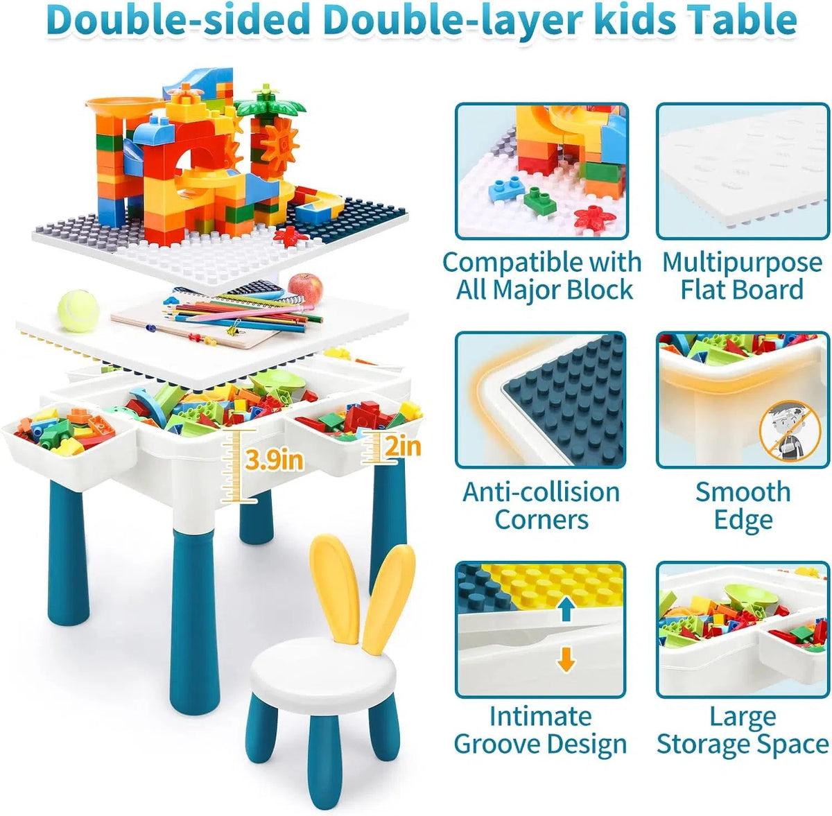 activity table blocks 5in1 double face < 105pcs