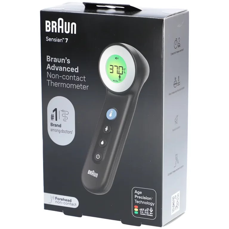 Braun Thermomètre frontal sans contact + contact avec Age Precision® – Noir BNT400BWE