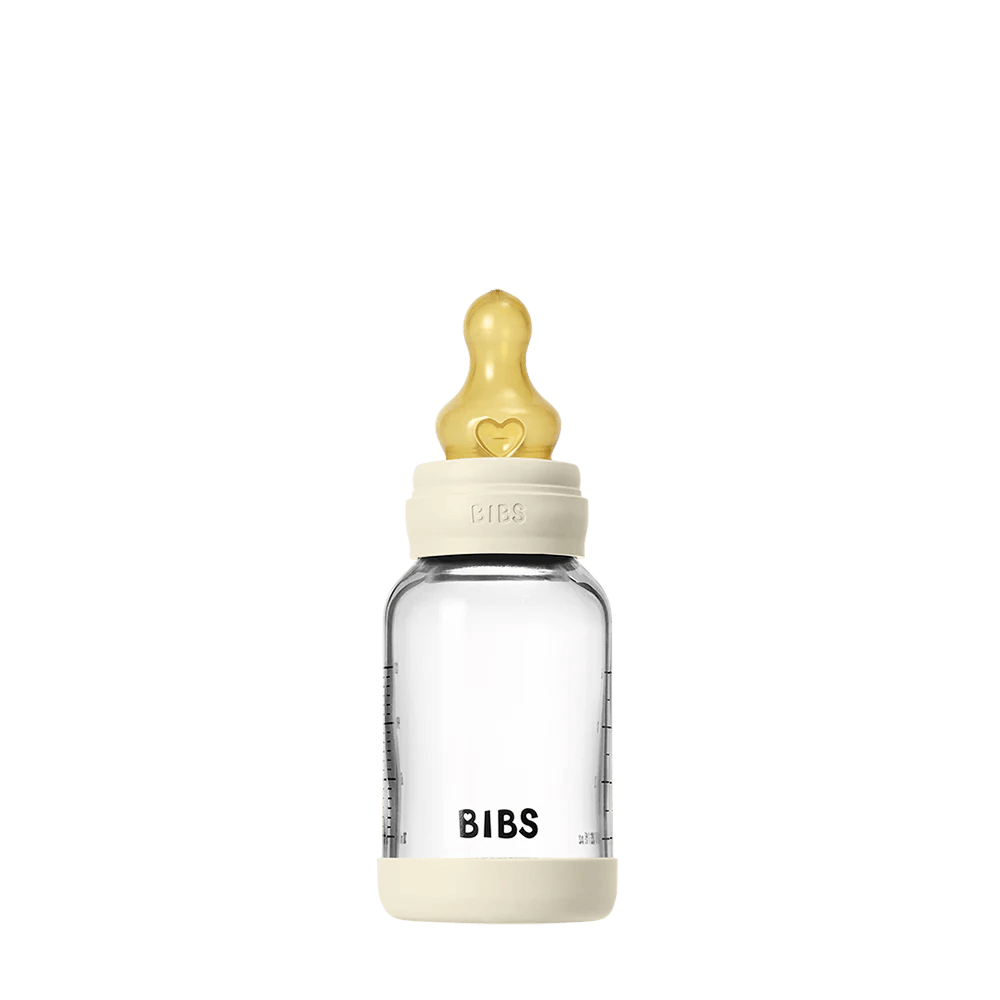 BIBS – Biberon en verre rond latex 120ml Slow Flow – Ivory