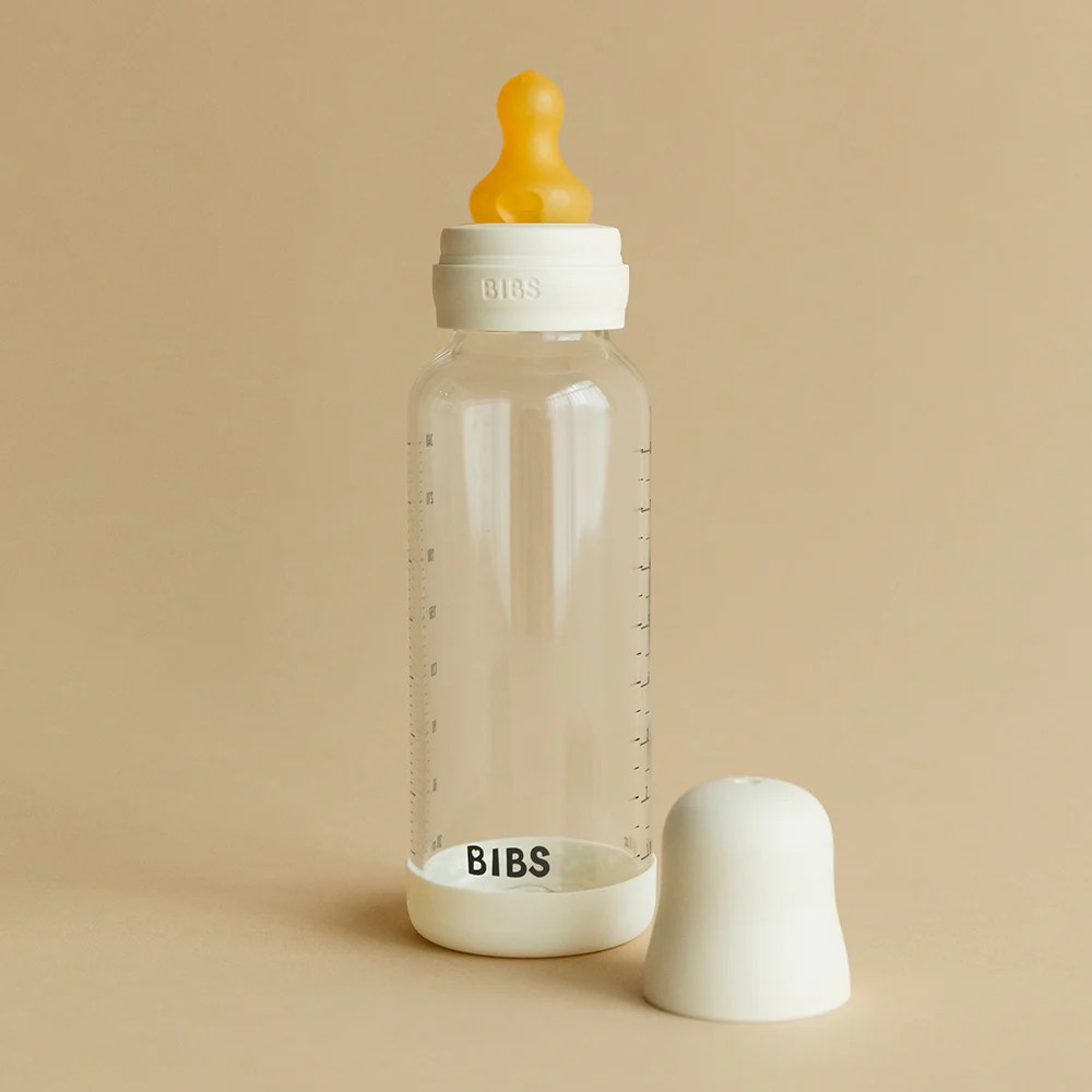BIBS – Biberon en verre rond latex 120ml Slow Flow – Ivory