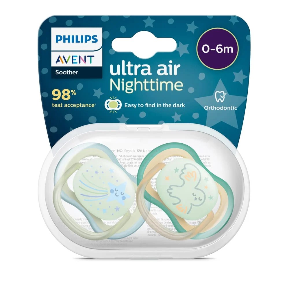 Philips AVENT Sucettes Ultra Air Night Boy 0-6m