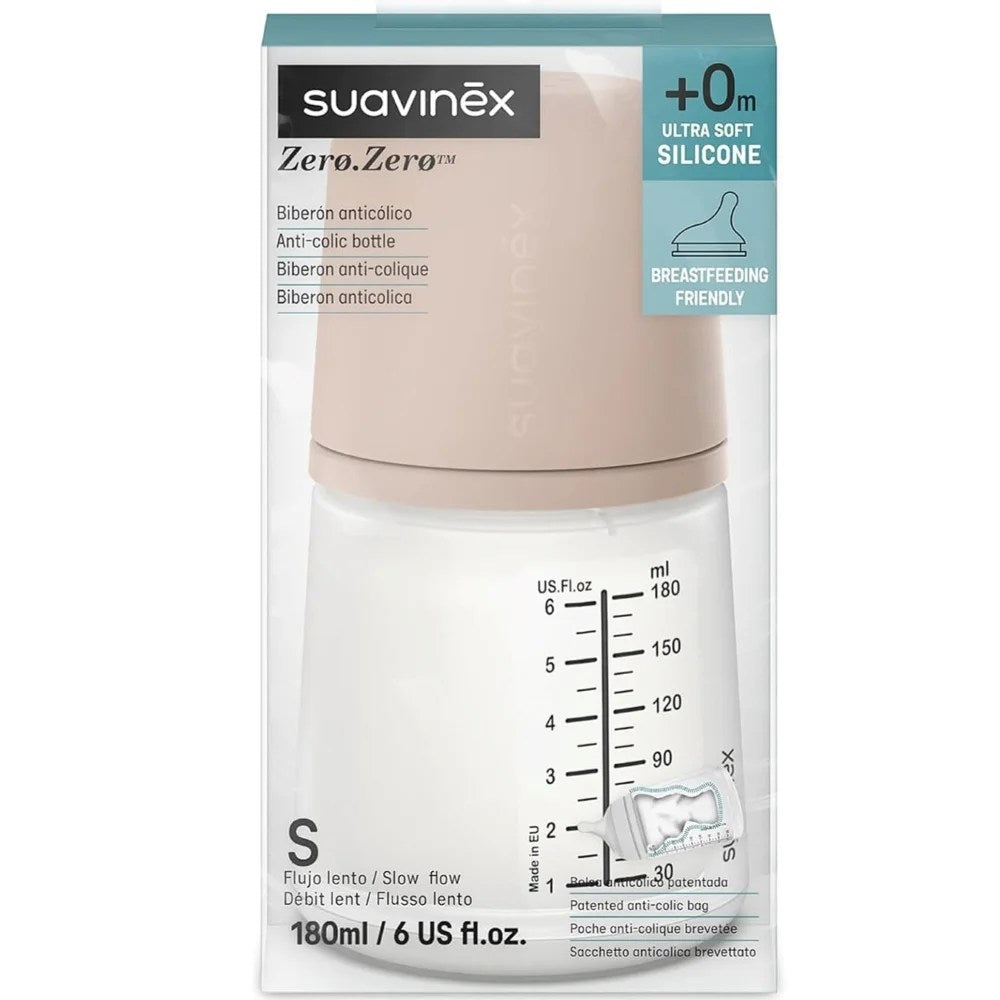 Biberon anti-colique Zero.Zero 180ml débit S Suavinex Medium