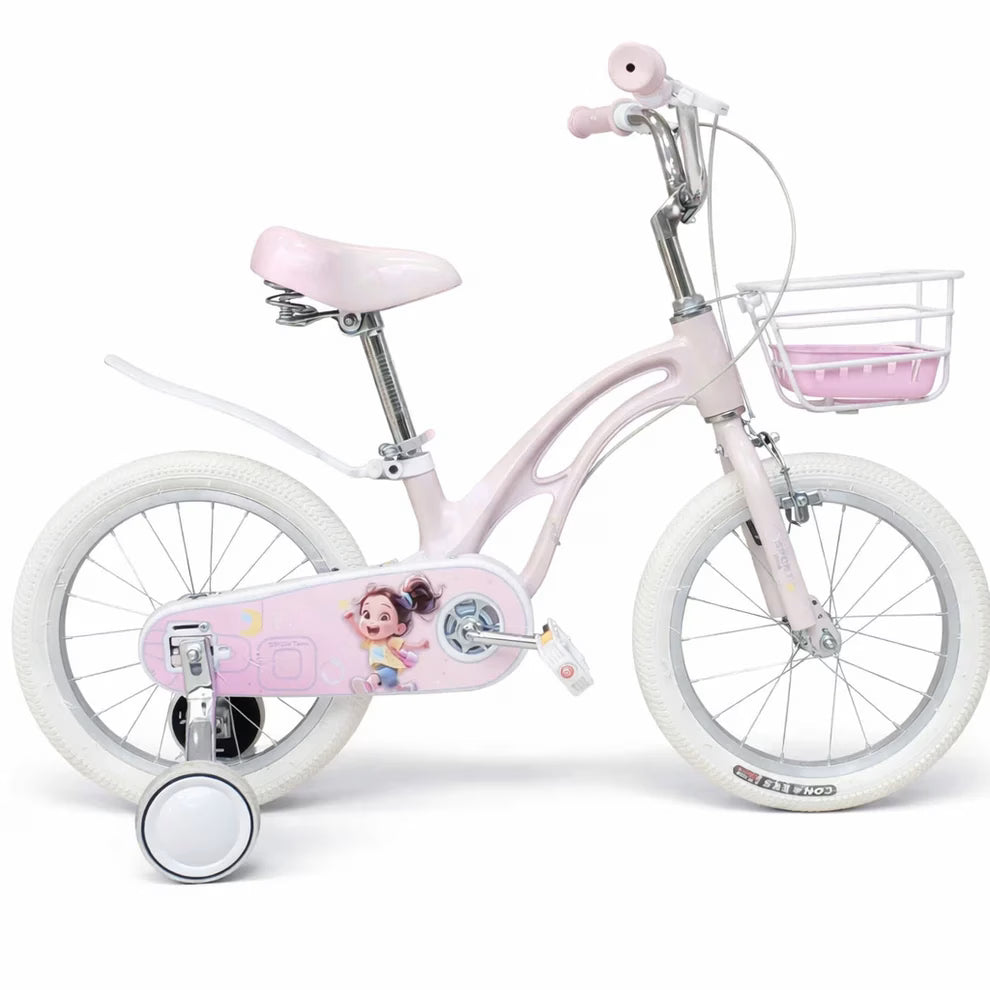 Vélo Fille Rose 16 Pouces avec Panier et Roulettes