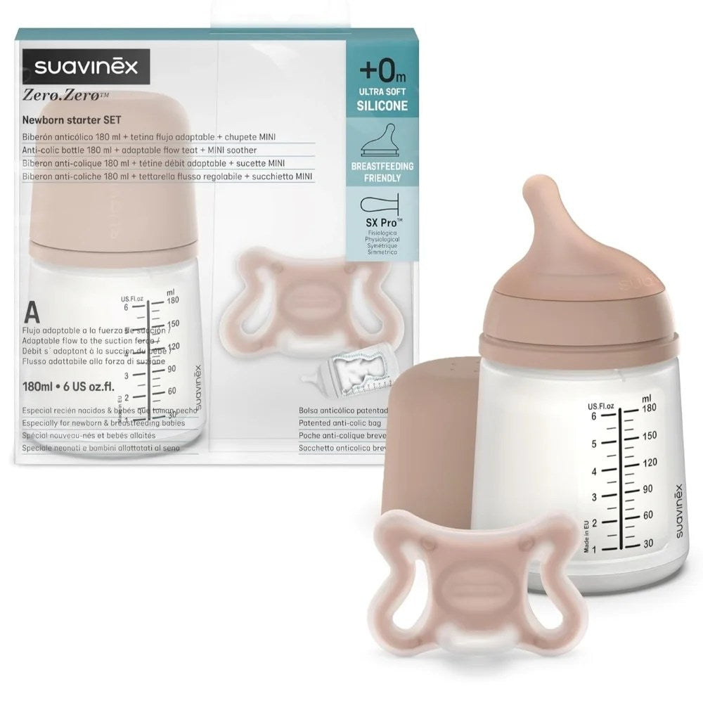 Coffret Sucette + Biberon 180Ml Zero Zero débit A Suavinex Medium
