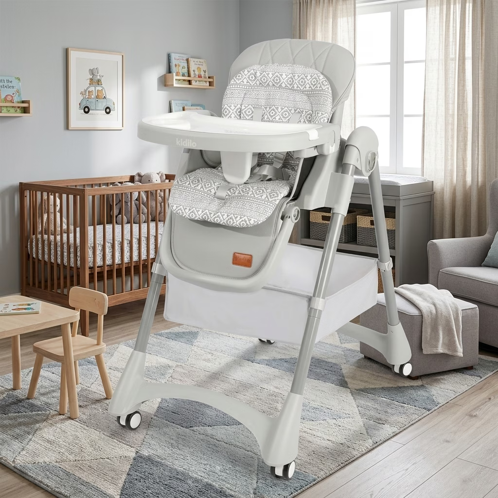 Chaise Haute Bébé Kidilo KD3-3 – Gris