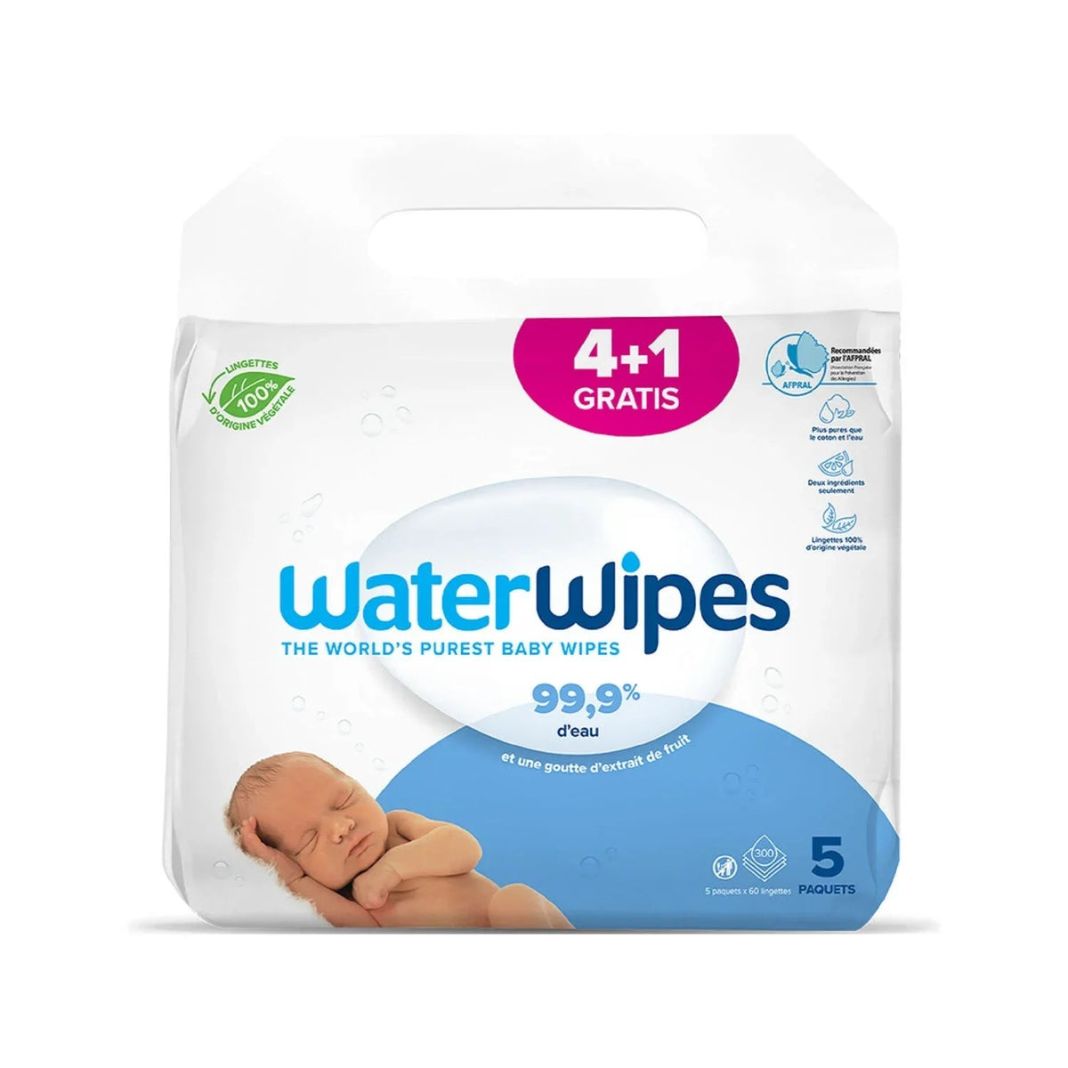 Waterwipes lingettes bébé 4+1 OFFERT