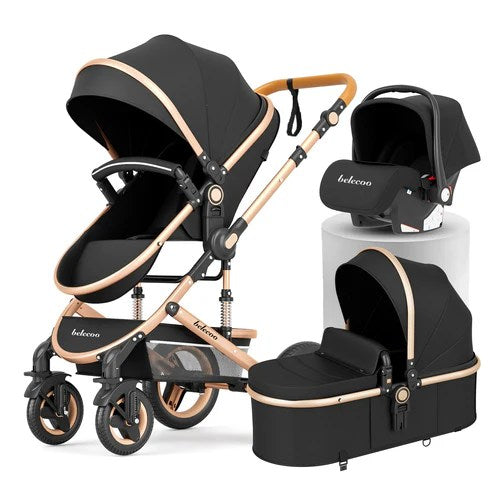 Pack poussette de Luxe 3 en 1 Noir – Belecoo