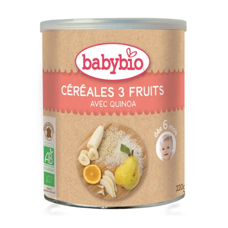 BABYBIO – CEREALES INFANTILES BIO 3 FRUITS DES 6 MOIS