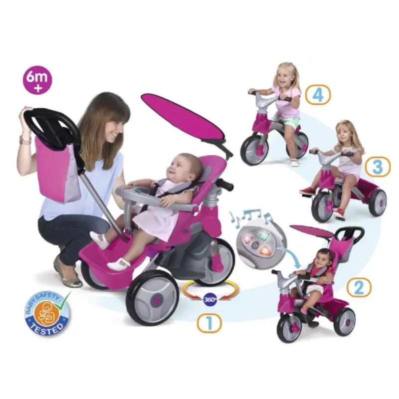 TRICYCLE BABY TRIKE EASY EVOLUTION ROSE – FEBER