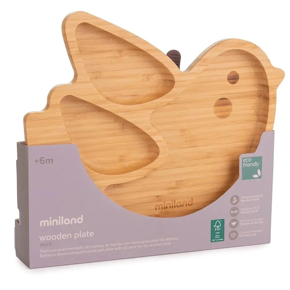 Assiette en bois oiseau Miniland