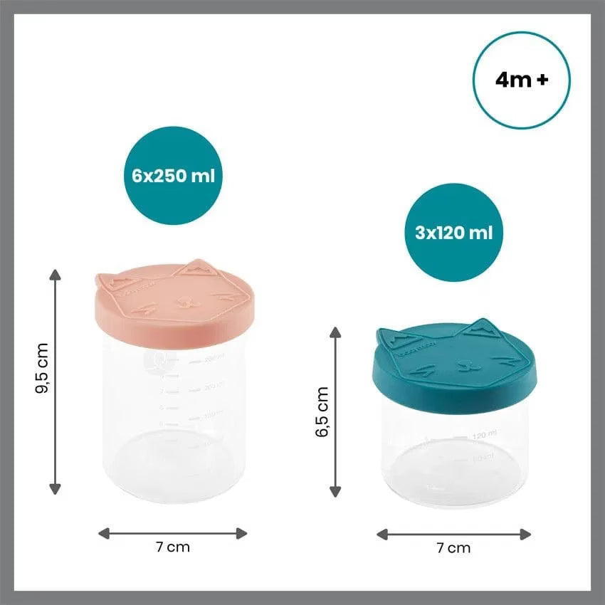 Babymoov Lot de 9 pots de conservation en Verre – 6 x 250 ml et 3 x 120 ml