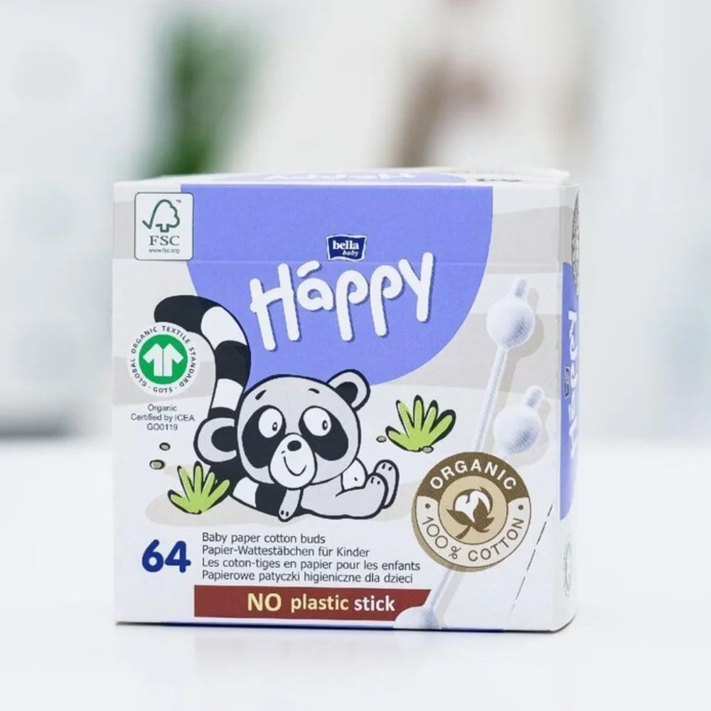 Coton tiges bébé 64 pièces Happy