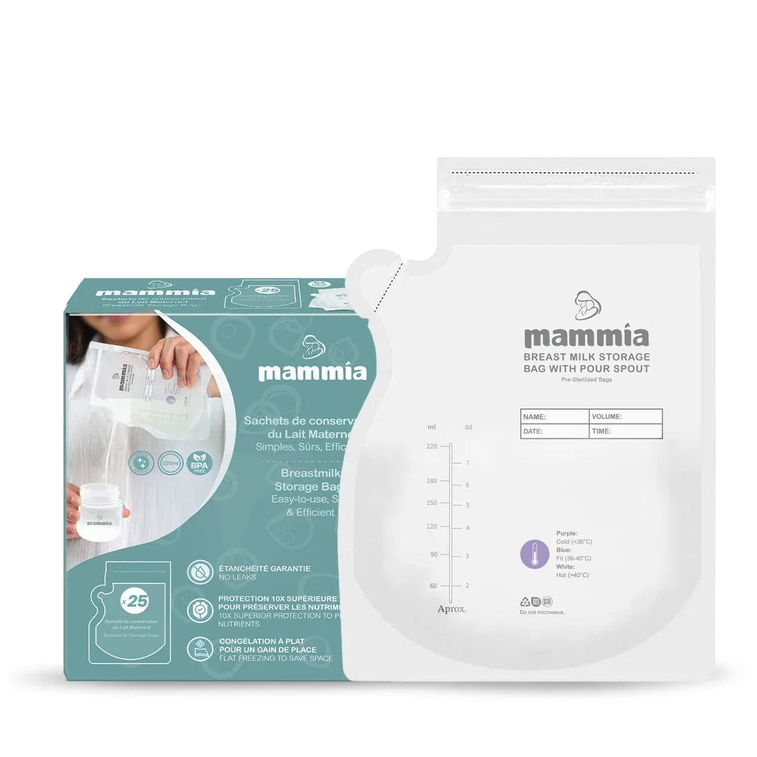 Mammia Sachets de conservation de lait maternel x25