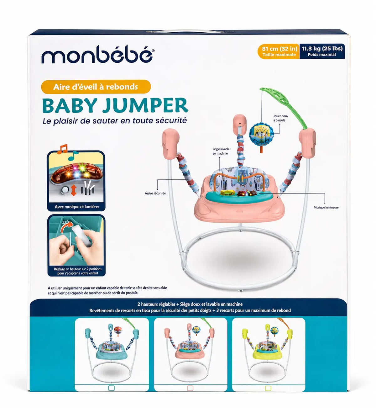 Monbébé Baby Jumper – Aire d’éveil à rebonds avec Jaune