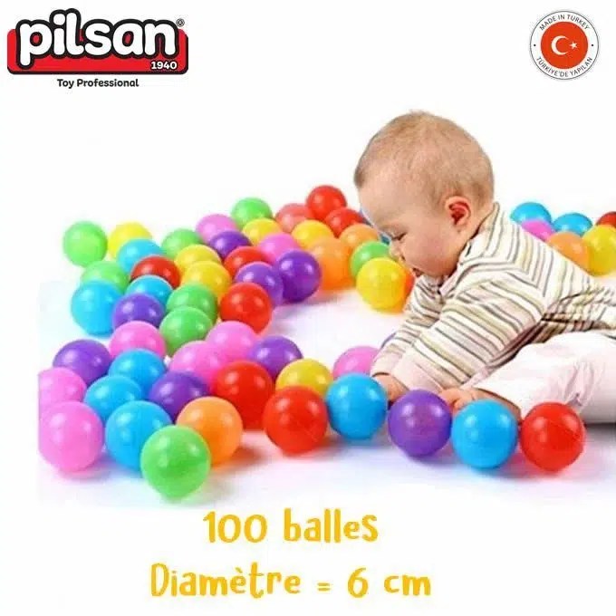Sac de 100 Balles Pilsan – Jouet Bébé Sécurisé et Coloré