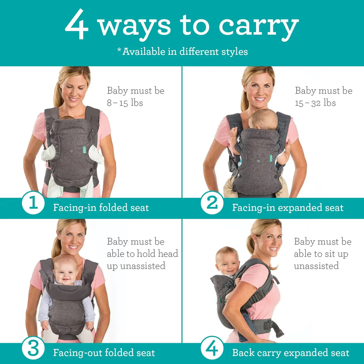Porte-bébé convertible 4 en 1 Infantino Flip