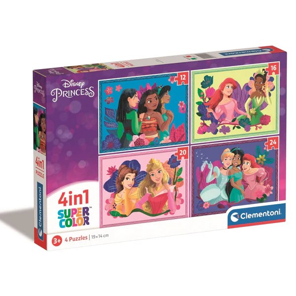 CLEMENTONI – Puzzle 4 en 1 Super Color