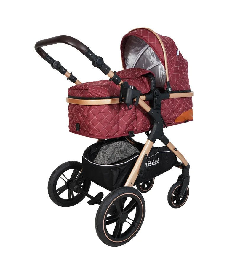 POUSSETTE TENDANCE RÉVERSIBLE GRENAT – MON BÉBÉ