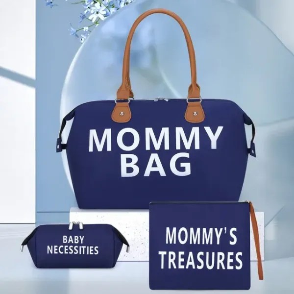 Sac à langer Mommy Bag bleu + 2 Trousses