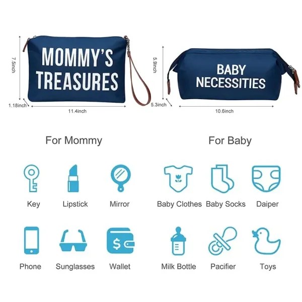 Sac à langer Mommy Bag bleu + 2 Trousses