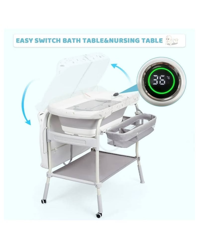 able à langer & Baignoire avec Thermomètre digital intégré