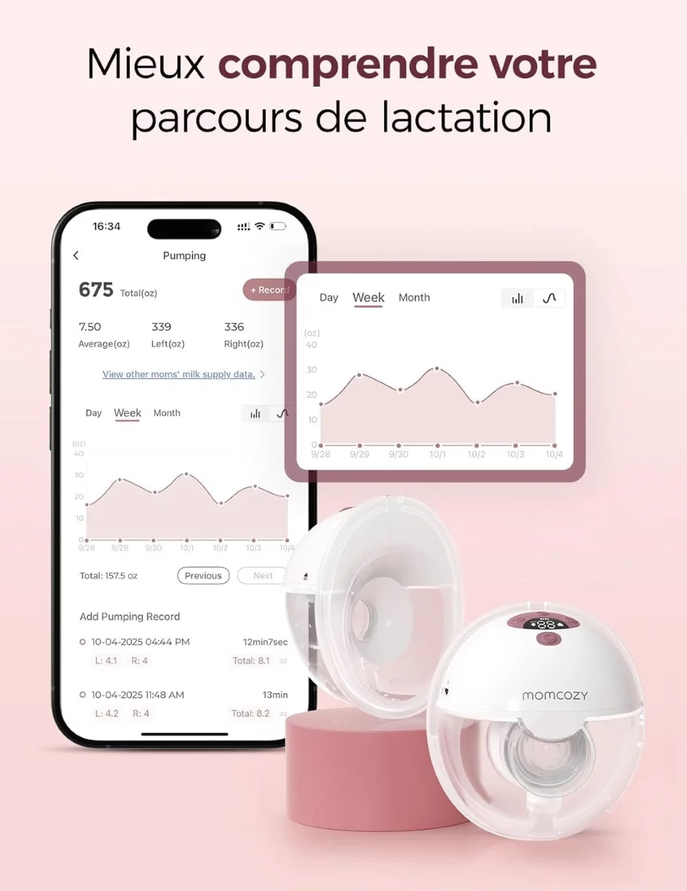 Tire-lait mains libres M5 Smart double Momcozy