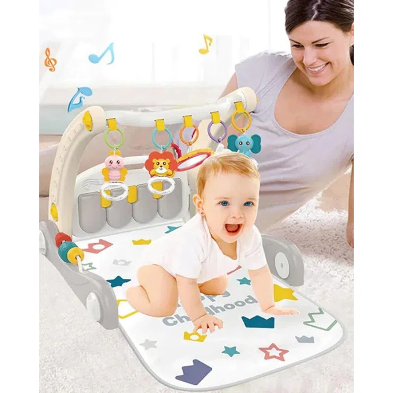 Tapis d’éveil avec un piano & Trotteur 2en1 – Beige – Huanger