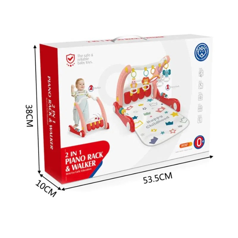 Tapis d’éveil avec un piano & Trotteur 2en1 – Rouge -Huanger