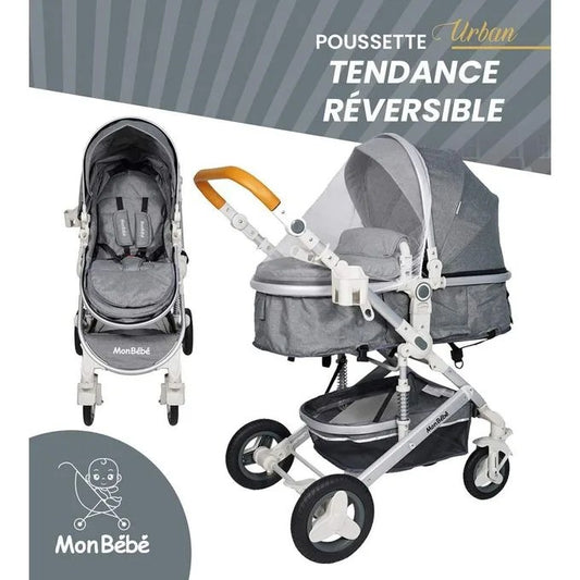 POUSSETTE URBAN TENDANCE RÉVERSIBLE GRIS – MON BÉBÉ