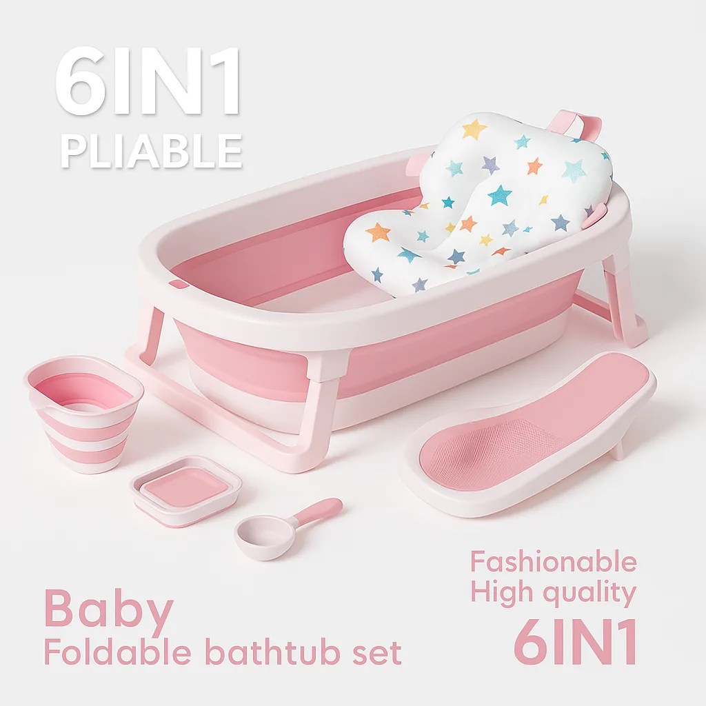 Baignoire Pliable pour Bébé avec Thermomètre – 6 en 1