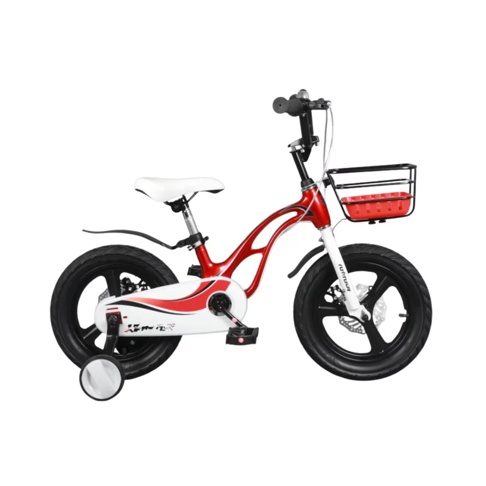 Vélo Enfant 12 Pouces Rouge avec Panier et Roues de Sécurité