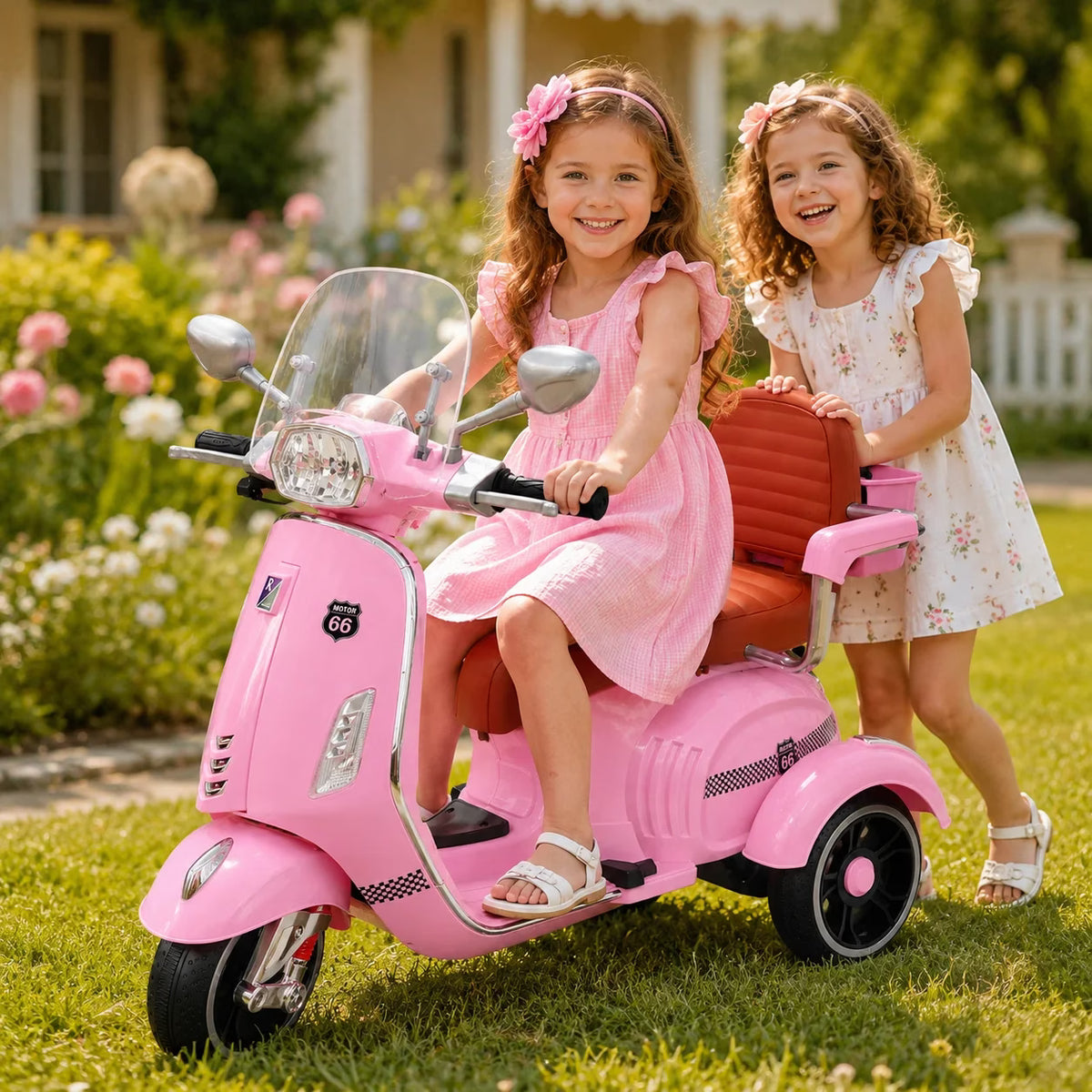 Vespa électrique enfant 3 roues 2 places à double moteur