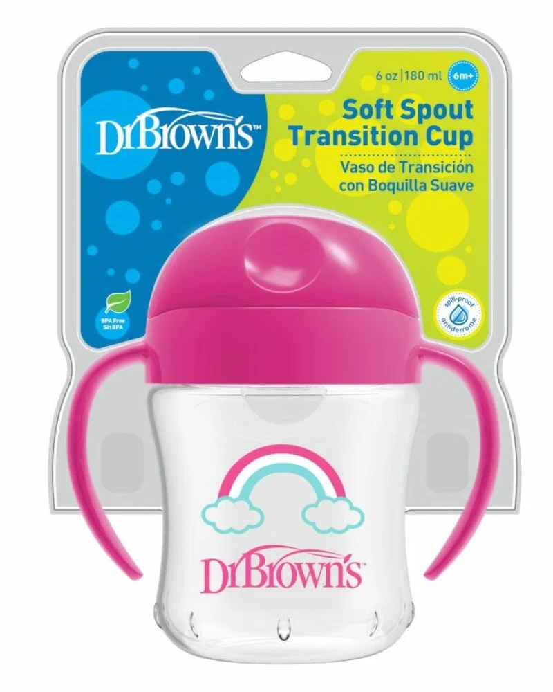 Dr. Brown’s Gobelet transition 180ml avec poignées 6M+ – Rose