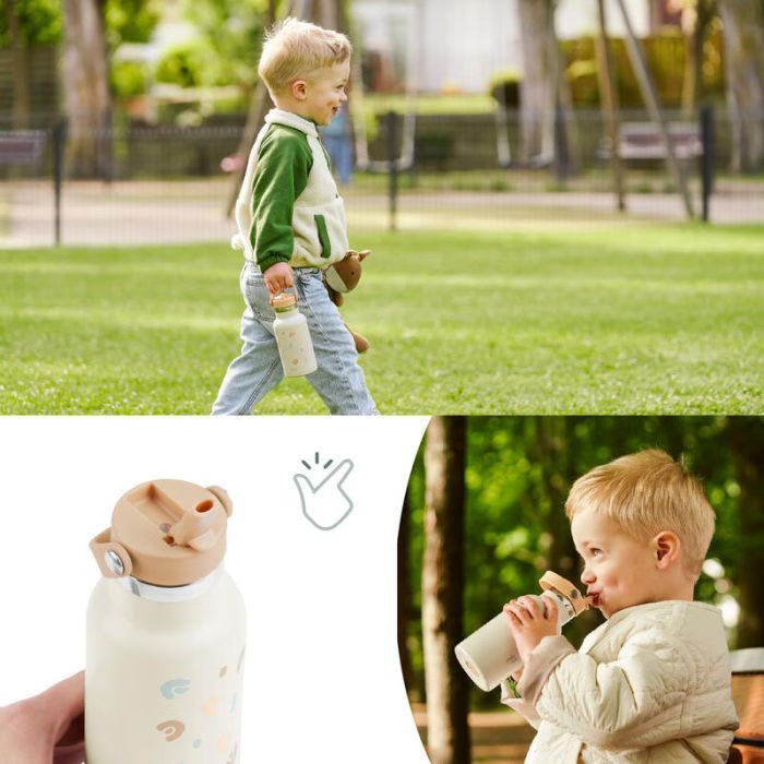 Paille Gourde Inox Little Explorer Ivoire