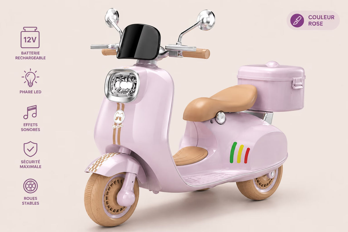 Moto Vespa Électrique 12V rose