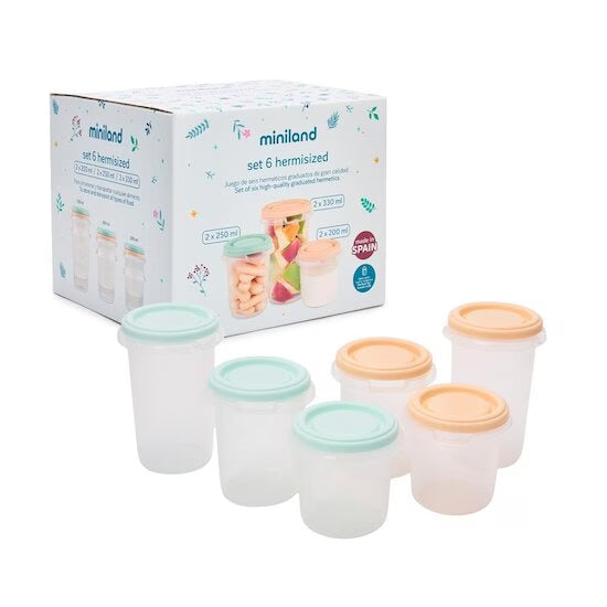 Miniland Set 6 Pots de Conservation Multicolore
