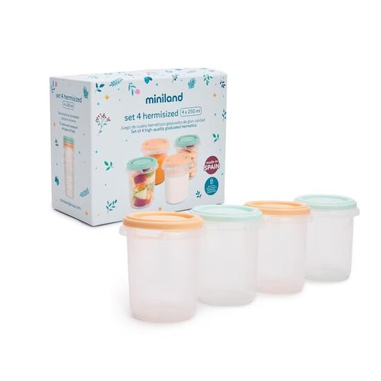 Miniland Set 4 Pots de Conservation Multicolore