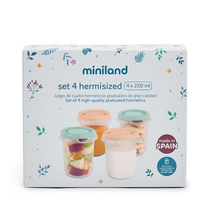 Miniland Set 4 Pots de Conservation Multicolore