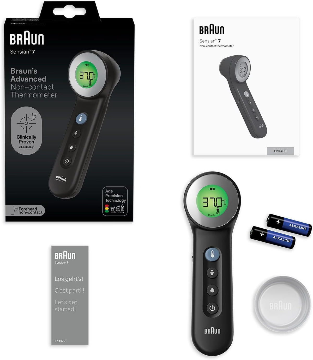 Braun Thermomètre frontal sans contact + contact avec Age Precision® – Noir BNT400BWE