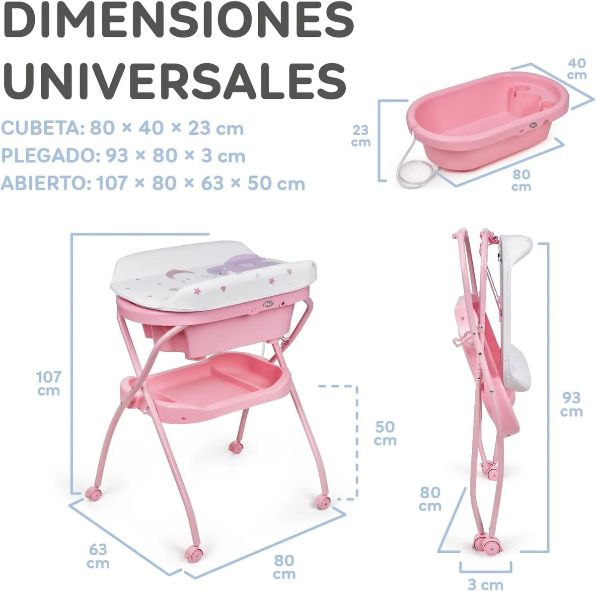 Baignoire et table à langer – rose-ms