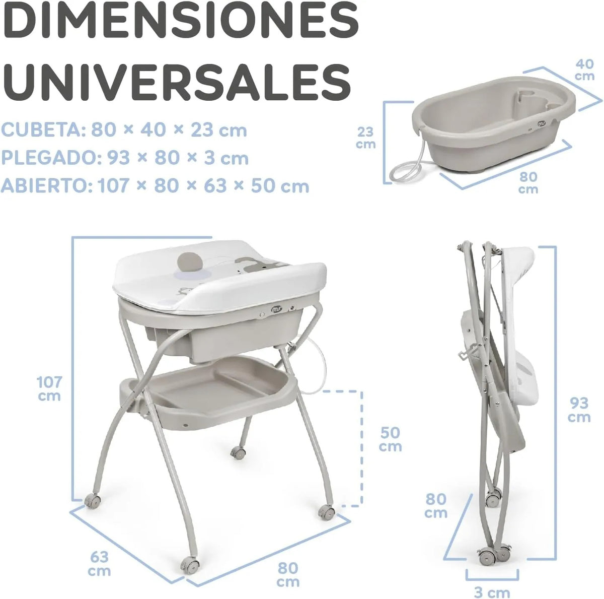 Baignoire et table à langer gris – Ms