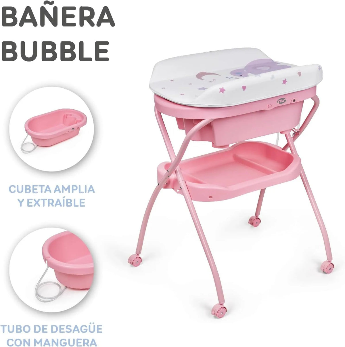 Baignoire et table à langer – rose-ms
