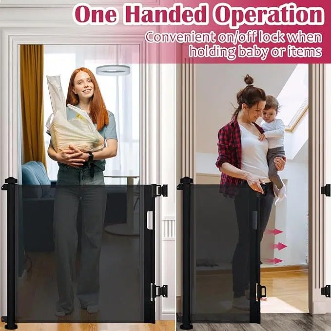 Barrière de Sécurité Rétractable pour Bébé 0-140 cm